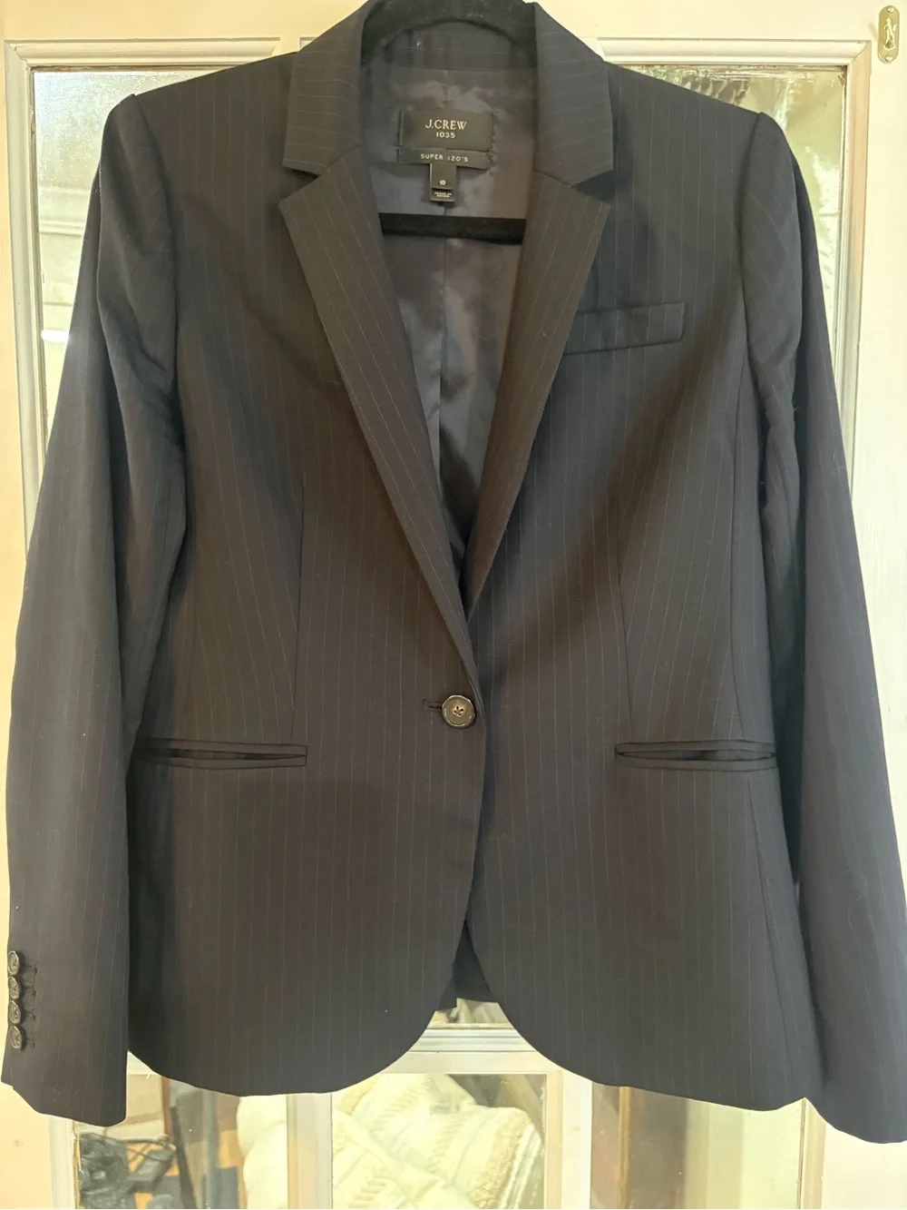 J.Crew 1035 Super 120s Wool Pinstripe Blazer Size 10 | 100% Wool | Career